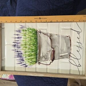 Floral Bucket Wall Art with 'Blessed' Text